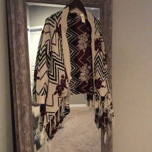 Burgundy and Tan Cardigan